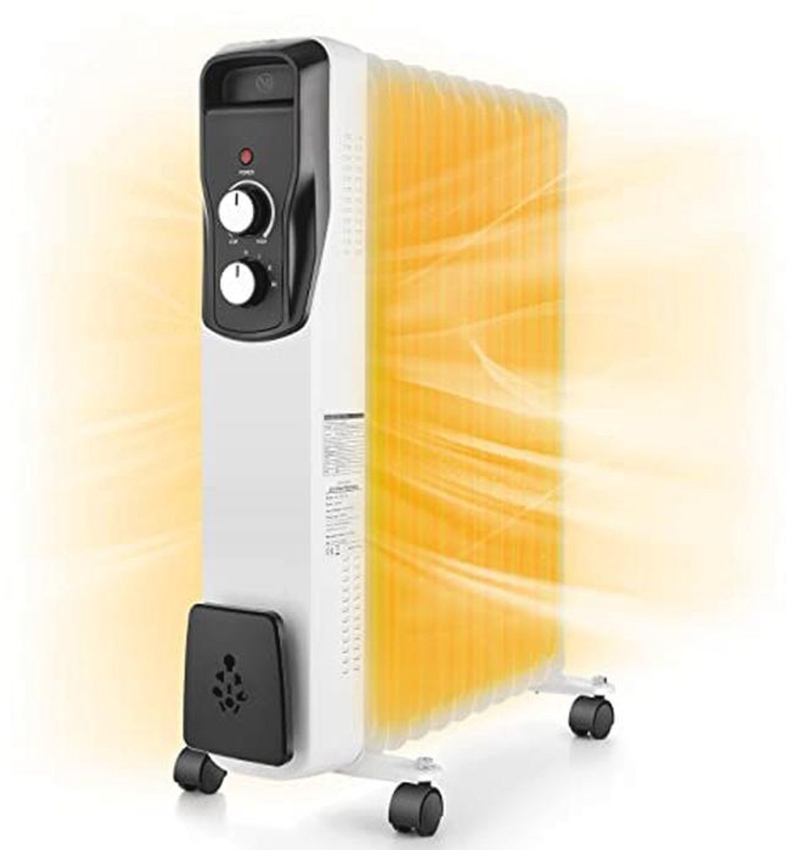 Energiebesparende elektrische olieradiator 2500 W met variabele thermostaat en 3 warmtestanden
