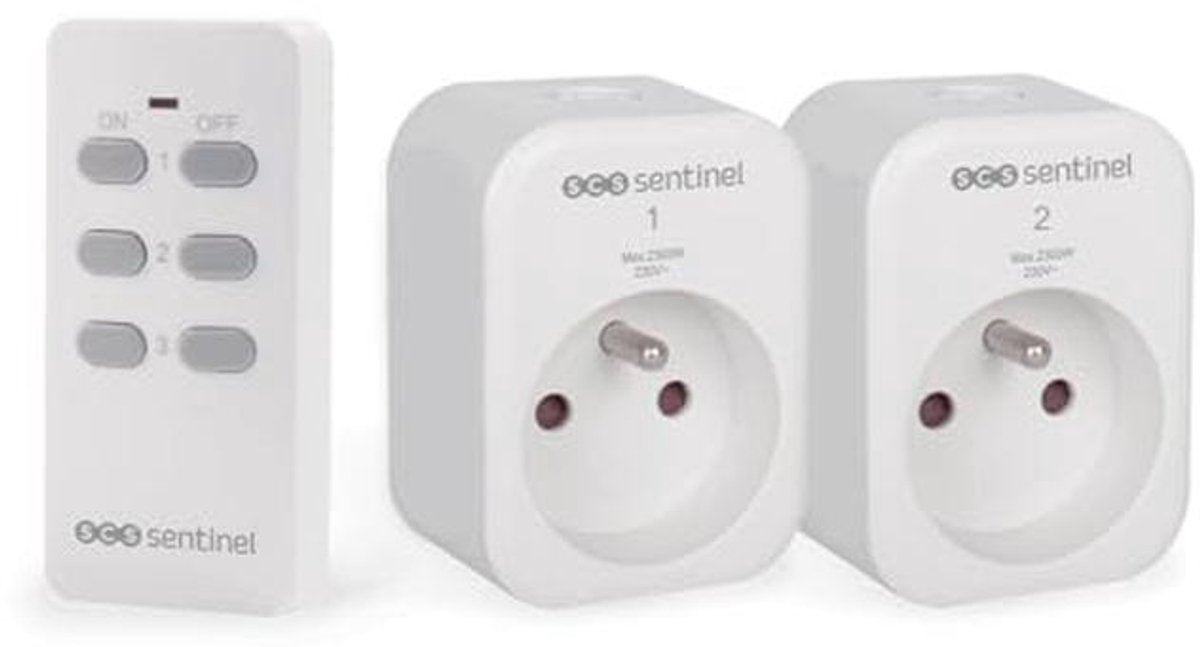 Indoor Afstandsbediening Stopcontacten - 2 Stopcontacten + 1 Afstandsbediening, Frequentie 433,92 MHz, Compact en Gebruiksvriendelijk