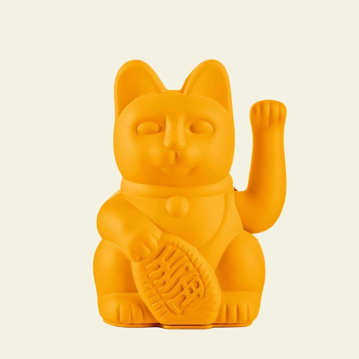 Lucky Cat – Zwaaiende Kat – Deep Yellow – Moderne Maneki Neko – 15 cm – Donkey
