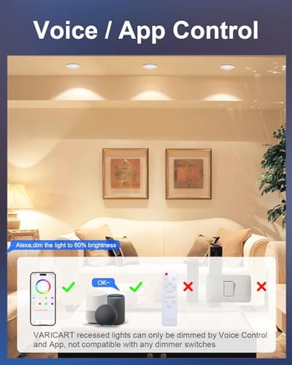 Dimbare LED-inbouwspot met Bluetooth - 6 x 7W, 660 lumen, RGB en Neutraal Wit