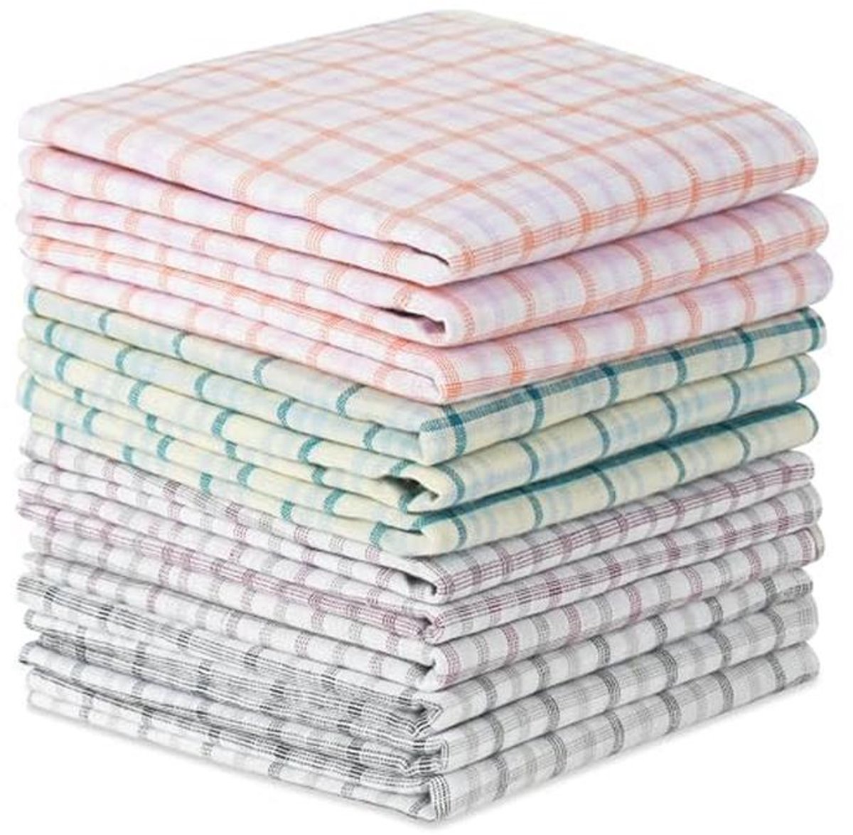 Lichtblauwe Geruite Zakdoeken Set voor Heren - 12 Stuks Katoenmix 40x40 cm