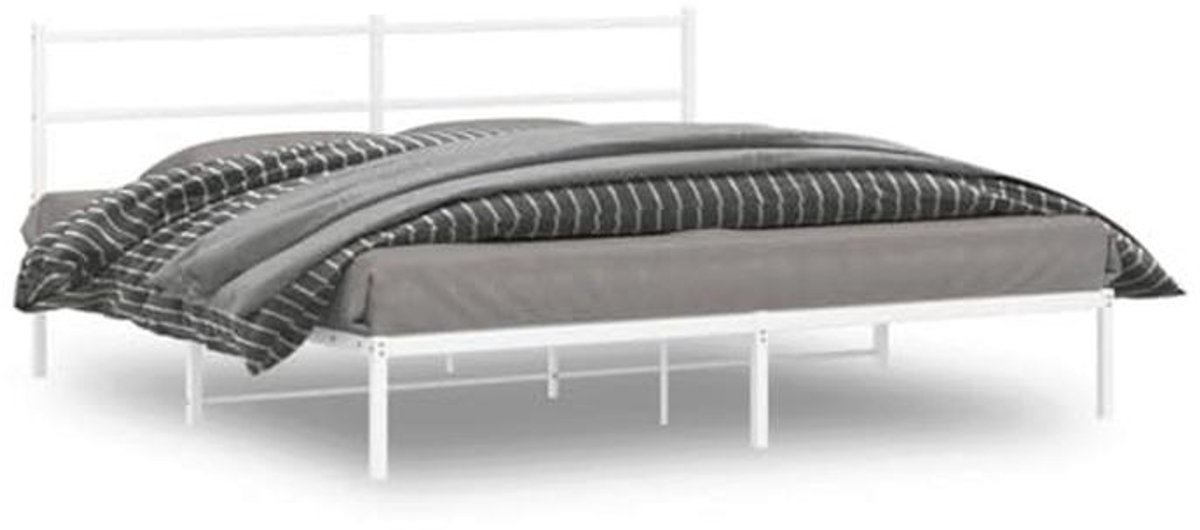 Dubbeld Bedframe met Hoofdsteun - Wit 193x203cm