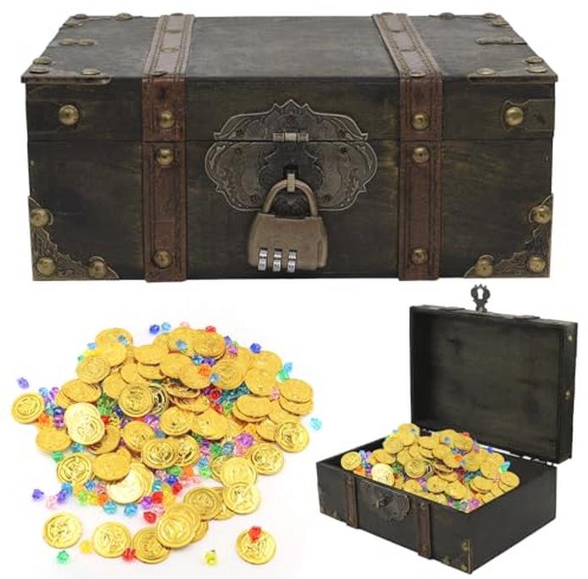 Vintage houten schatkist met cijferslot - Perfect voor opberging en decoratie
