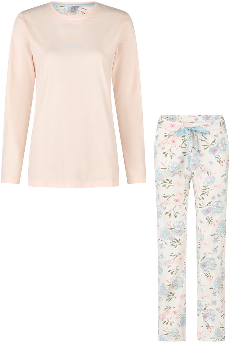 By Louise Dames Pyjama Set Lang Roze/Wit Gebloemd