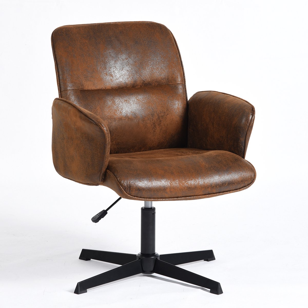 MEUBLES COSY THOMASINA relaxfauteuil – microvezel stof, bruine zitting, draaibaar en in hoogte verstelbaar, retro vintage stijl