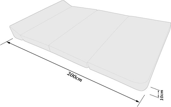 Inklapbaar Gastenmatras met Hoofdeinde 200x120x10cm - Comfortabel Slaap- en Zitkussen — afbeelding 4