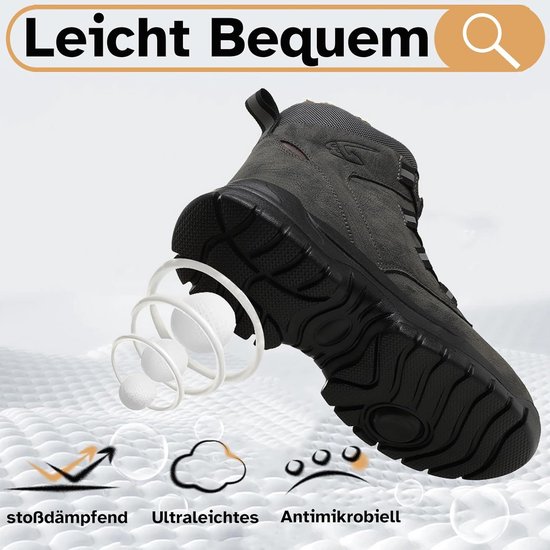 Veiligheidsschoenen voor de winter, heren en dames, waterdicht, hoge veiligheidslaarzen, warme voering, werkschoenen met stalen neus, zwart