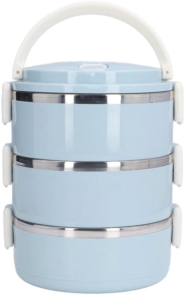 Lunchbox - Roestvrij staal - Geïsoleerd - Drie lagen 15*20,5 cm 2100 ml Blauw