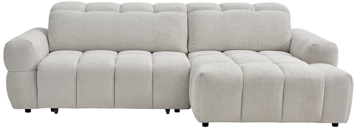 Vente-unique Hoekbank rechts relax met elektrische uitschuifbare zitting van beige stof CARIALA