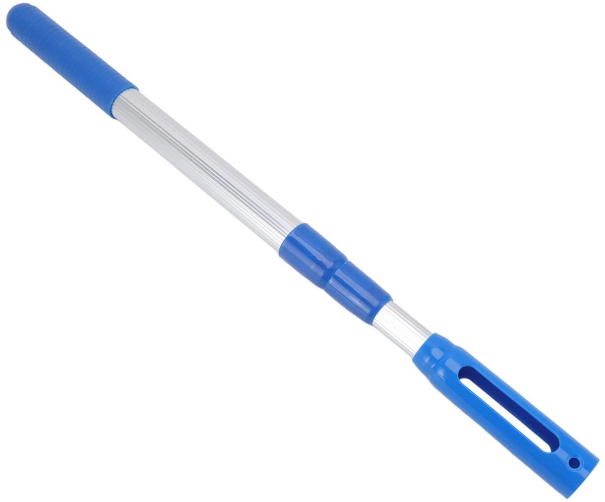 Professionele telescopische zwembadsteel van aluminium, 3-delige set met afneembare steel voor zwembadreiniging, inclusief handvat voor skimmernetten en borstelkop.