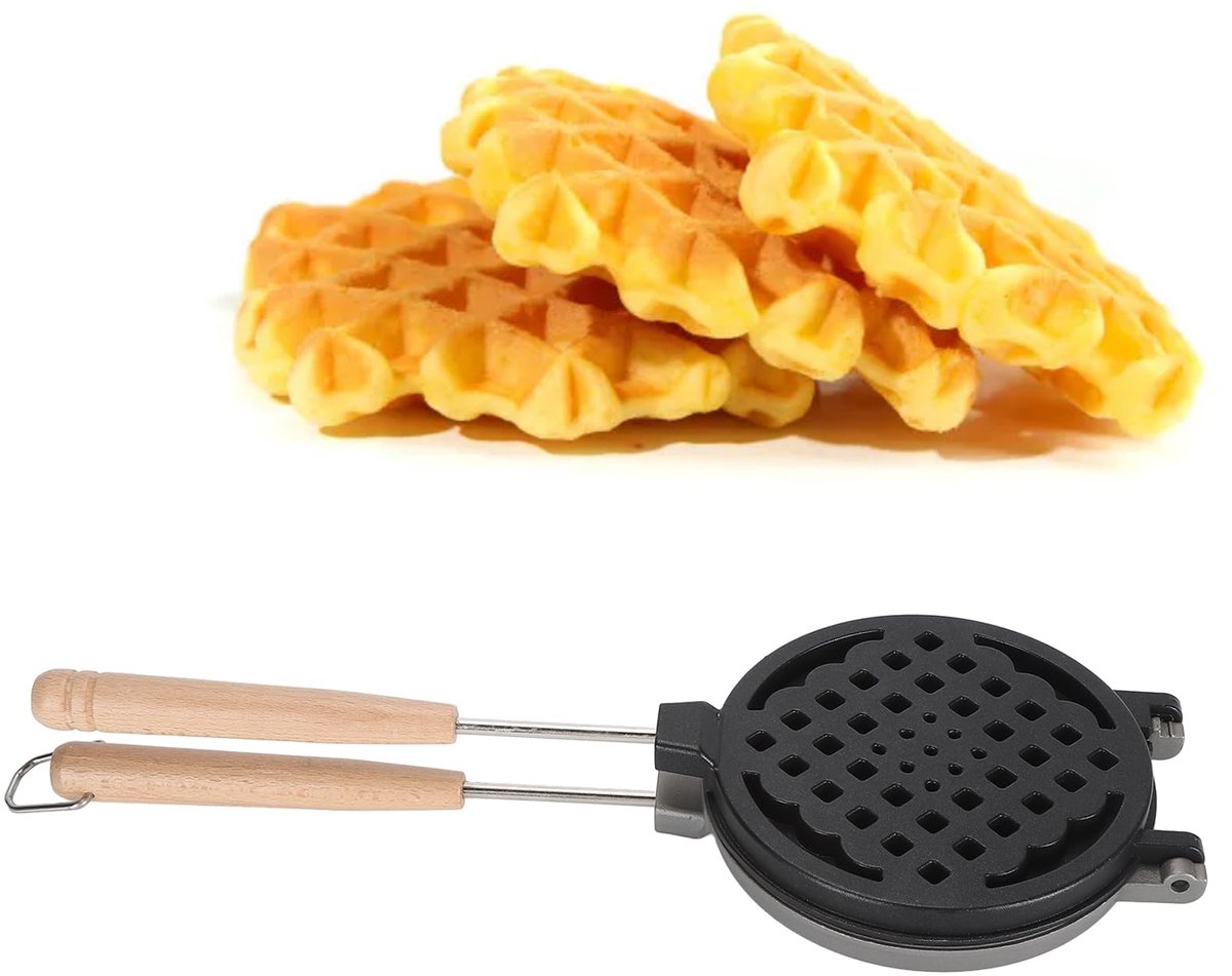 Wafelijzer met antiaanbaklaag, wafelijzer, wafelijzer, fornuis, keukengerei voor wafels, draagbare ontbijtmachine voor camping