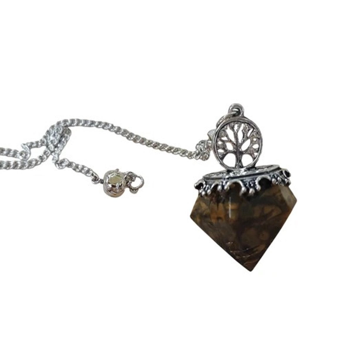 S4H Tijgeroog Pendel met Levensboom – Edelsteen Pendulum – Divinatie, Chakra Healing & Energie Werk – Handgemaakt