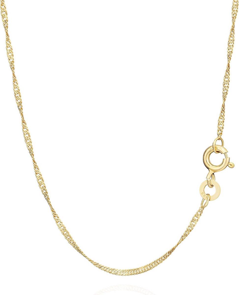 Dames Heren Singapore Kettinkje 333 Geelgoud Gedraaid 50 cm - Tijdloos Sierad