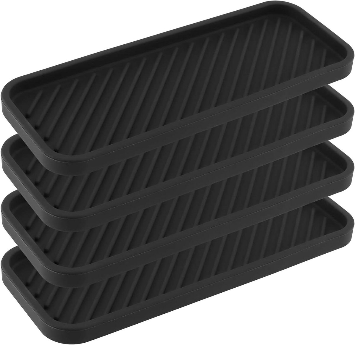 Ronte - Siliconen gootsteenorganizer set van 4, afdruipmat 22,8 x 9 cm, klein formaat voor keuken en badkamer, geschikt voor sponzen, borstels, zeep en kruidenpotjes, vaatwasmachinebestendig