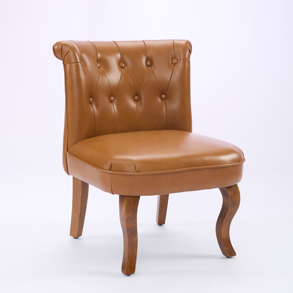 Sweiko Fauteuil - Kunstleer - Rubberhout poten - Vintage stijl - Geelbruin