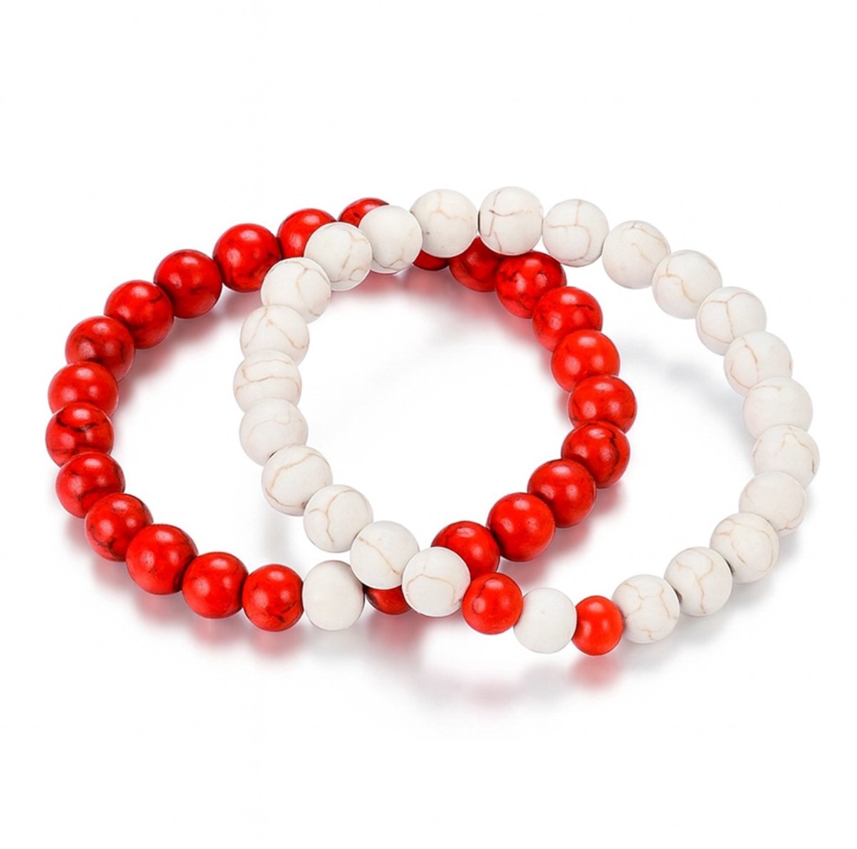 EmmyRovi – Vriendschapsarmbanden Set – Rood & Wit – Elastisch – Cadeau voor Vriendinnen