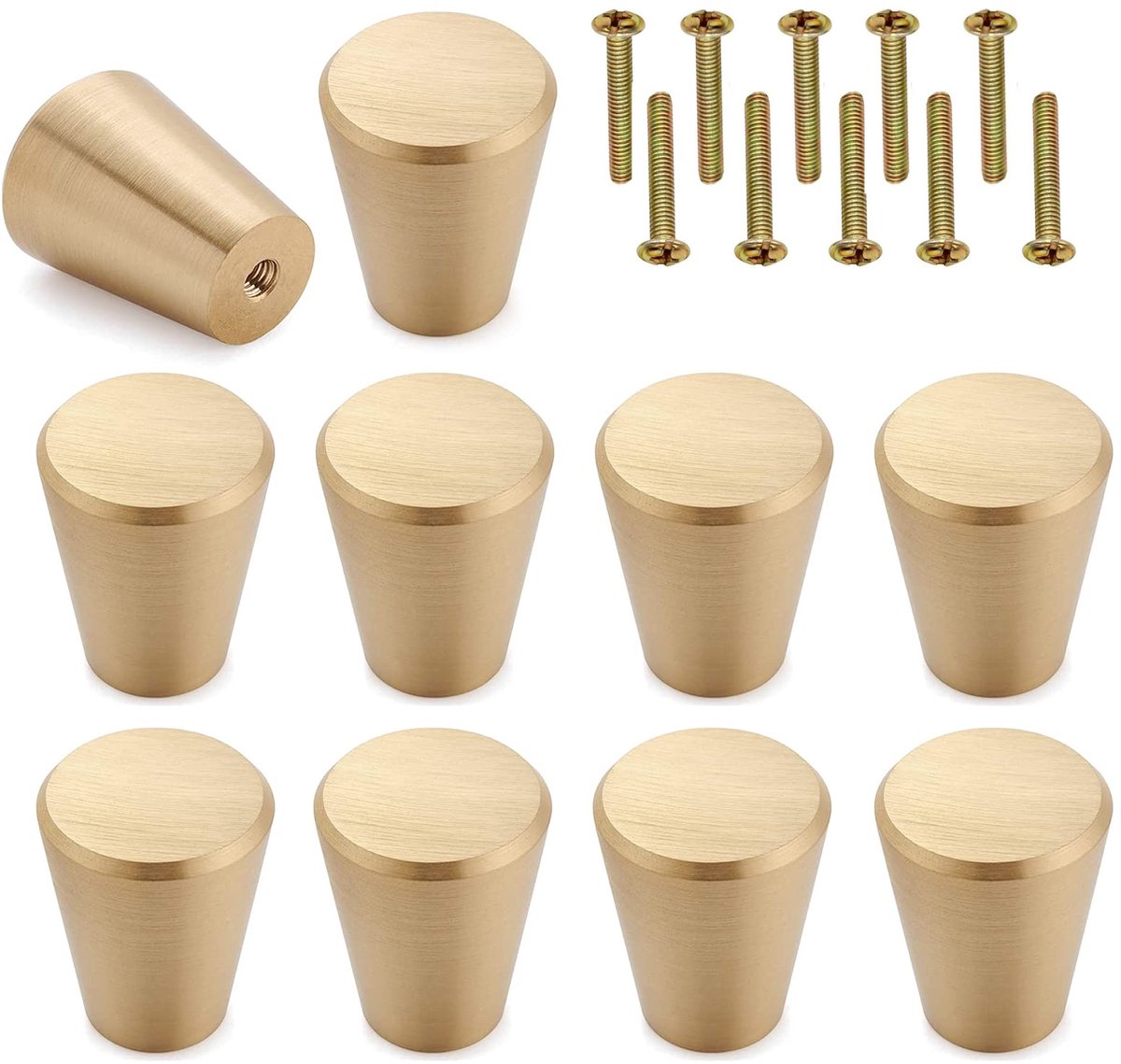 longziming -Set van 10 Gouden Aluminium Meubelknoppen – Vintage kast knoppen – Messing Goud Meubelgrepen – Moderne Lade- en Deurgrepen – Duurzaam, Corrosiebestendig en Eenvoudig te Installeren