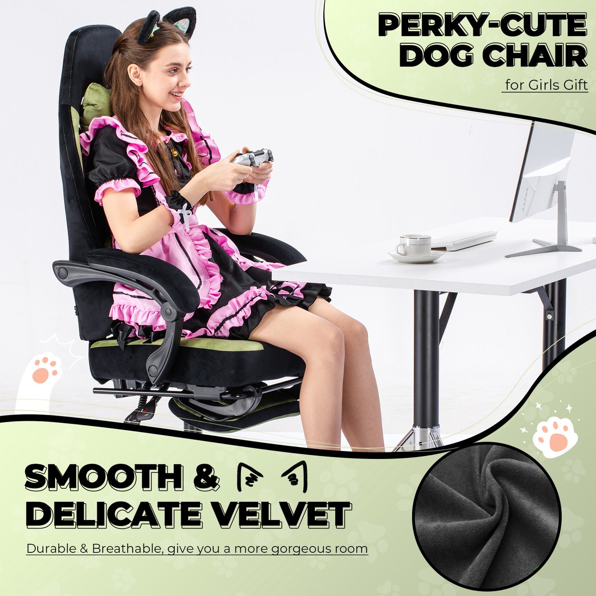 Game-stoel met fluweel stof, - afbeelding 2