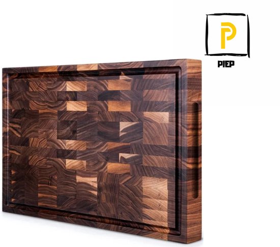 PIEP® Luxe Acacia Houten Snijplank – Groot formaat 38x26x3,5 – Sapgeul – Brood-, Kaas- & Tapasplank