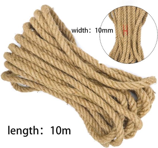 Natuurlijk henneptouw natuurlijk jute touw 20 mm gedraaid