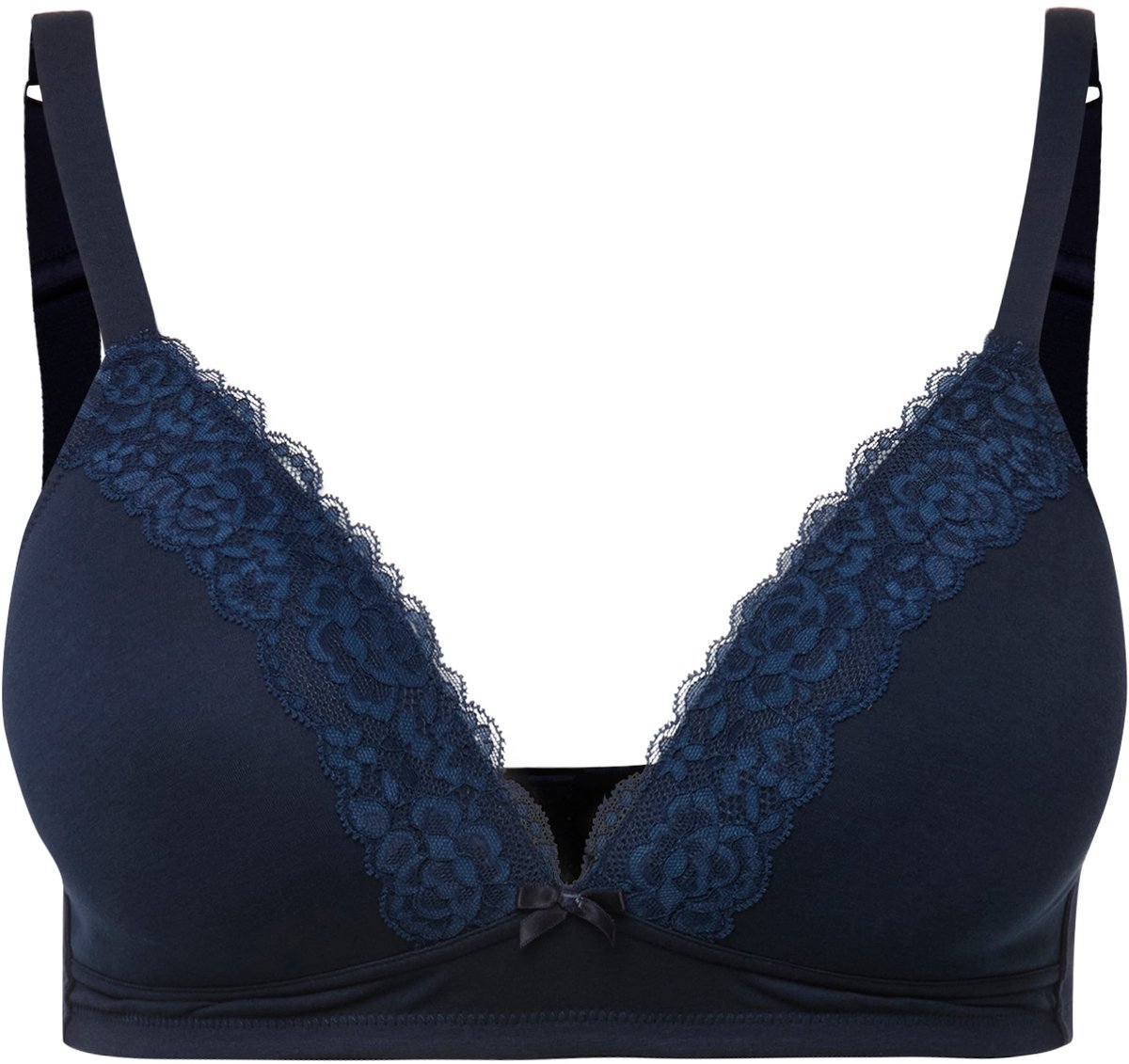 Ulla Popken Dames - BH zonder beugel foam-cups sierranden - Nachtblauw