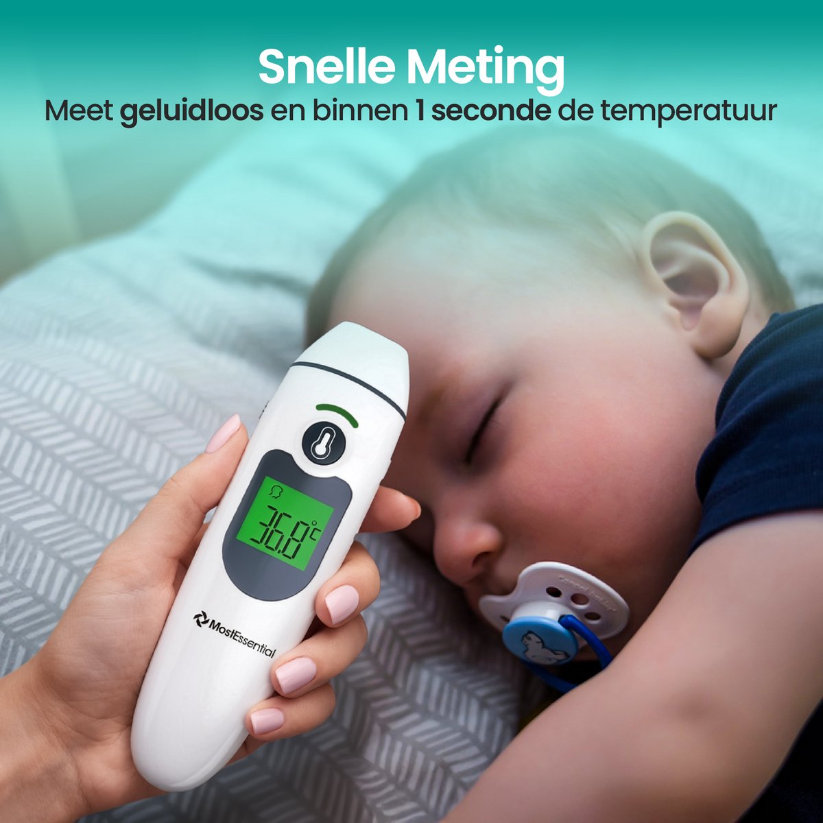 MostEssential 2-in-1 Digitale Koortsthermometer - Oorthermometer – Thermometer Voorhoofd & Lichaam - Koortsthermometer voor Volwassenen, Kinderen en Baby's - Contactloos - IR30 — cadeau in Cadeau-ideeën - foto 3