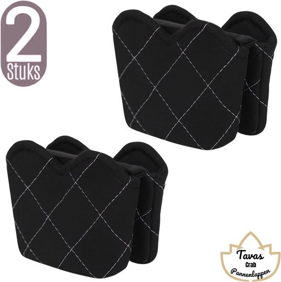 Gants de Cuisine Tavas Crab - Zwart - 2 Pièces - Résistant à la Chaleur Gripper jusqu'à 250°C - Pas de Siliconen
