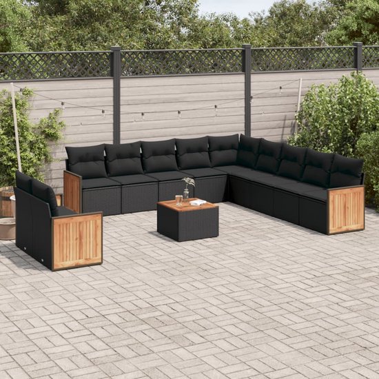 vidaXL-12-delige-Loungeset-met-kussens-poly-rattan-zwart