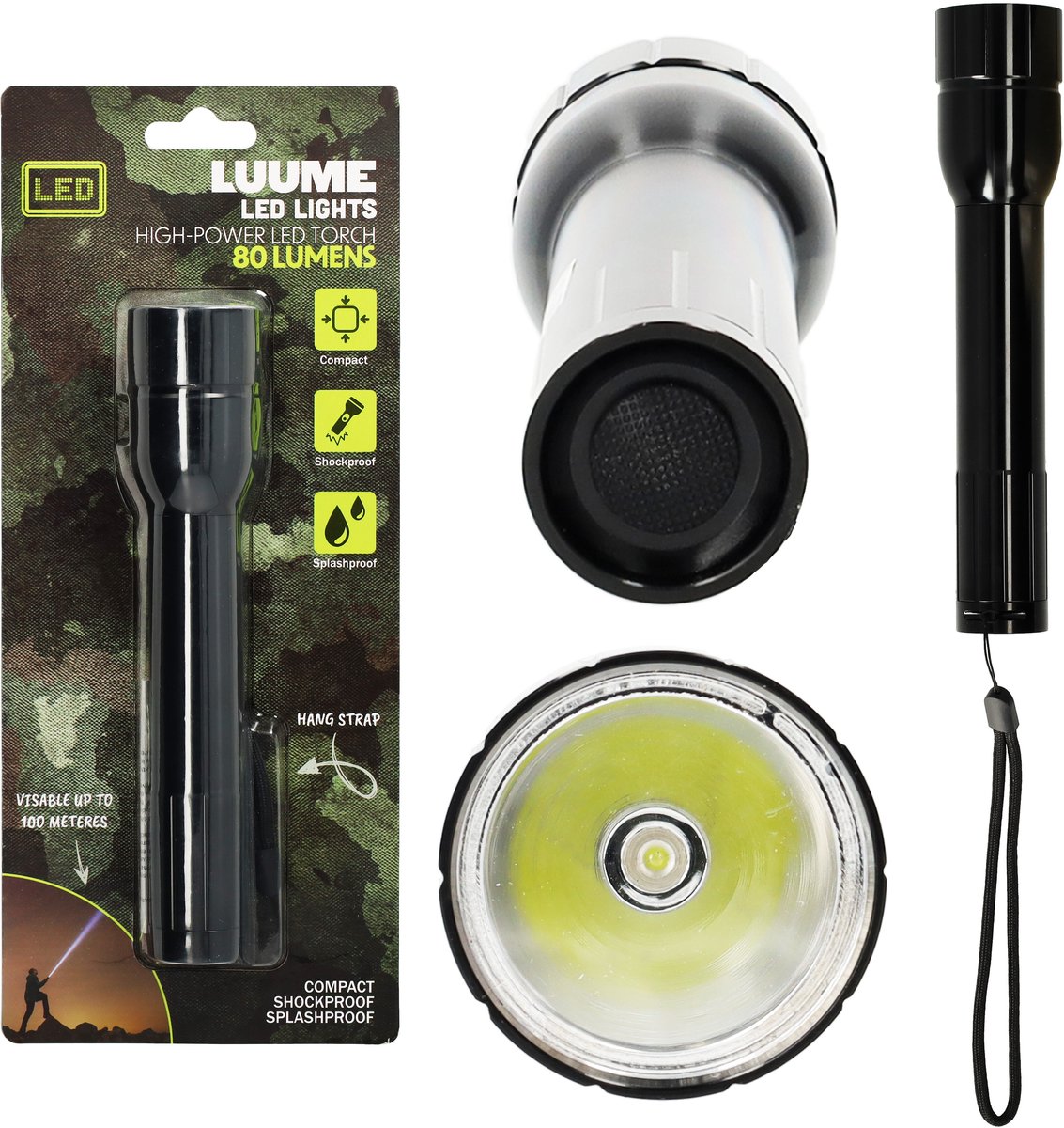 Zaklamp op Batterijen Groen - Krachtige Militaire Zaklamp Led 10W - Zoom in Functie met 5 Standen - Tot 100 Meter - Ideaal voor Noodpakket voor Thuis 72 uur - Denk Vooruit - Luume