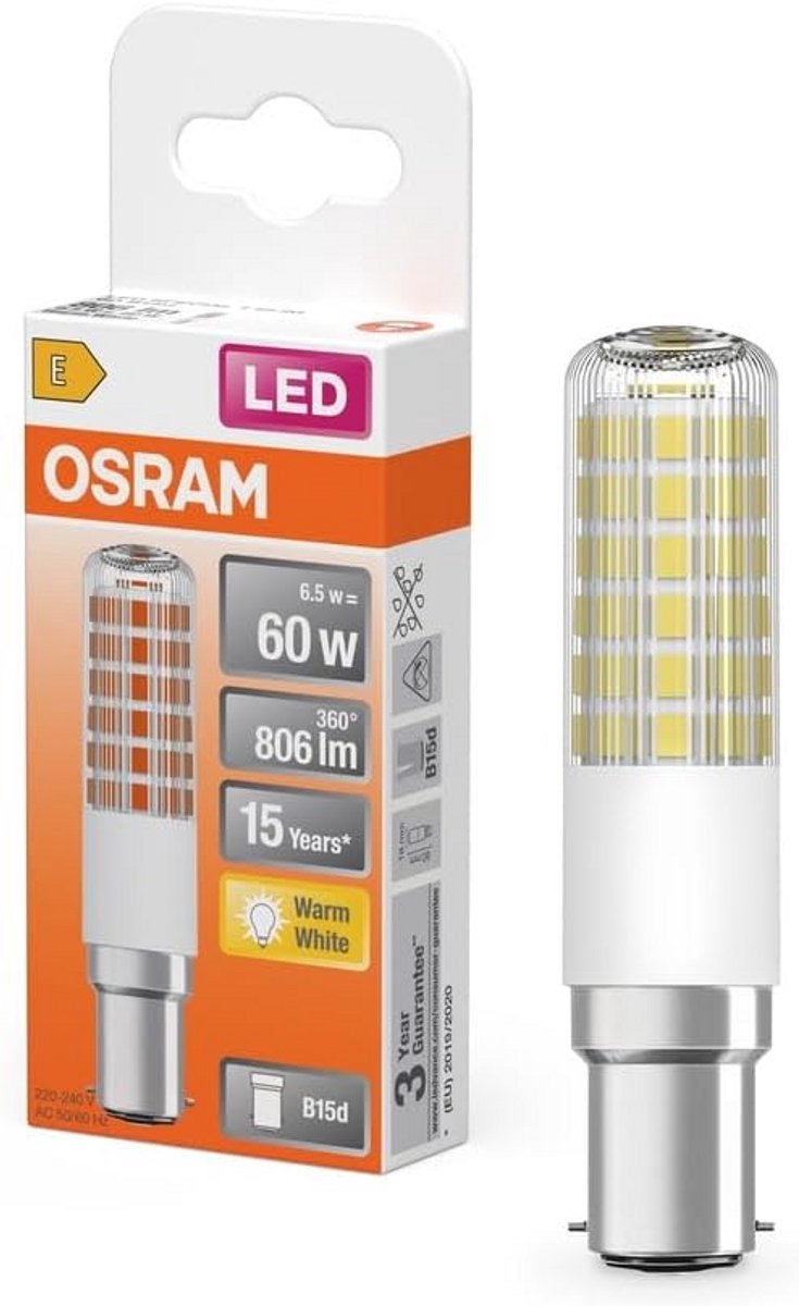 Slanke LED Lamp B15d T-Vorm 6.5W Warm Wit Licht 806 Lumen