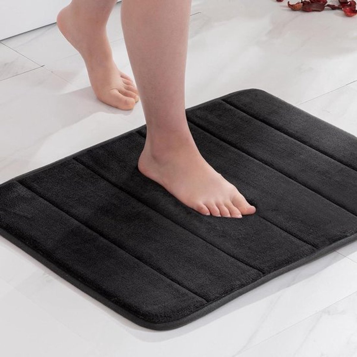 Stunq® Badmat - Badkamermat Traagschuim Hydrofiel Kiezeltekening Superfijne Vezel Antislip Zacht 40x60 cm Donkergrijs