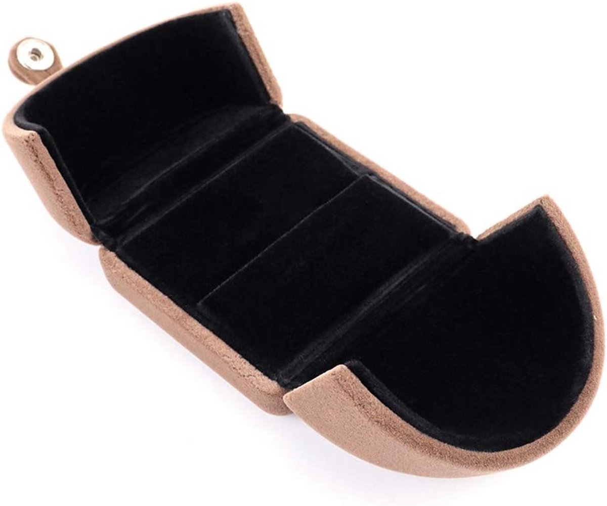Elegante FluWelen Ringendoos voor Cadeau, Bruiloft of Verloving - Sieradendoosje Bruin