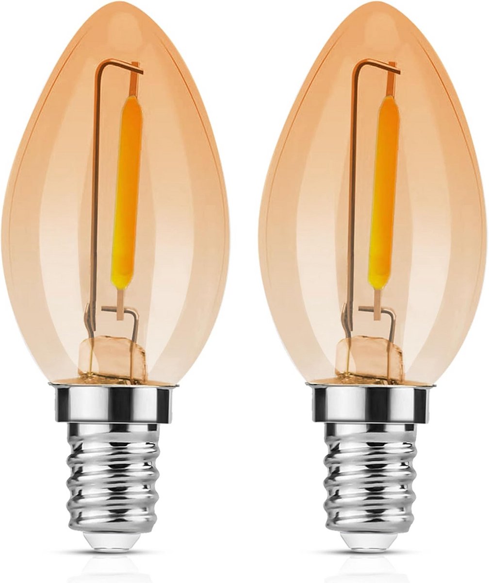 2x E14 LED Kaarslampen 0.5W (7W Gloeilamp Equivalent) Extra Warm Wit 2200K Vintage Decoratief