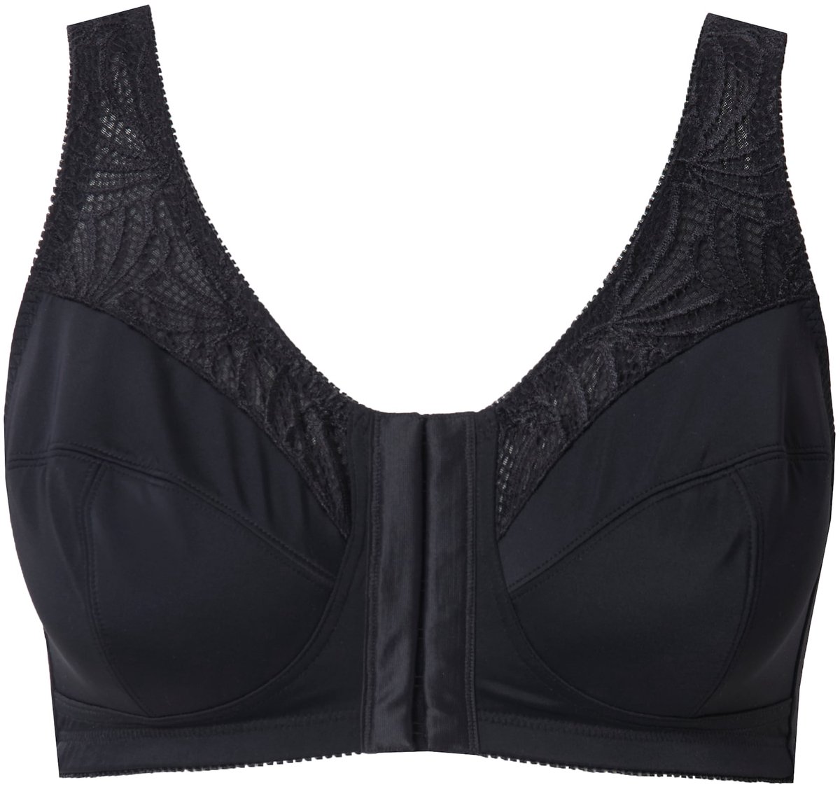 Ulla Popken - Dames - comfortbeha Kelly zonder beugels sluiting voor C - D - Zwart - Maat 85D
