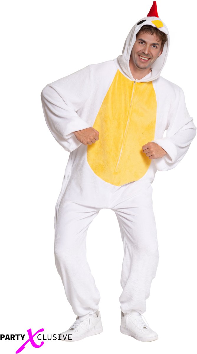 Partyxclusive Kippen Onesie Dieren Onesie Dieren Kostuum Carnavalskleding Carnaval kostuum verkleedkleding Volwassenen - Onesie - Wit - Unisex - Polyester - Onesize — afbeelding 10