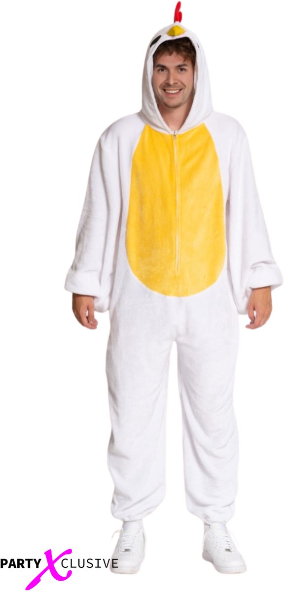 Partyxclusive Kippen Onesie Dieren Onesie Dieren Kostuum Carnavalskleding Carnaval kostuum verkleedkleding Volwassenen - Onesie - Wit - Unisex - Polyester - Onesize — afbeelding 12
