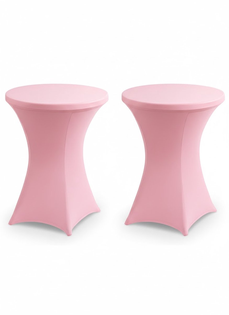 BRASQ Statafelrok Roze - ∅80-74 x110 cm - Set van 2 - Statafelhoes - Stretch Rok - Tafelrok voor statafel