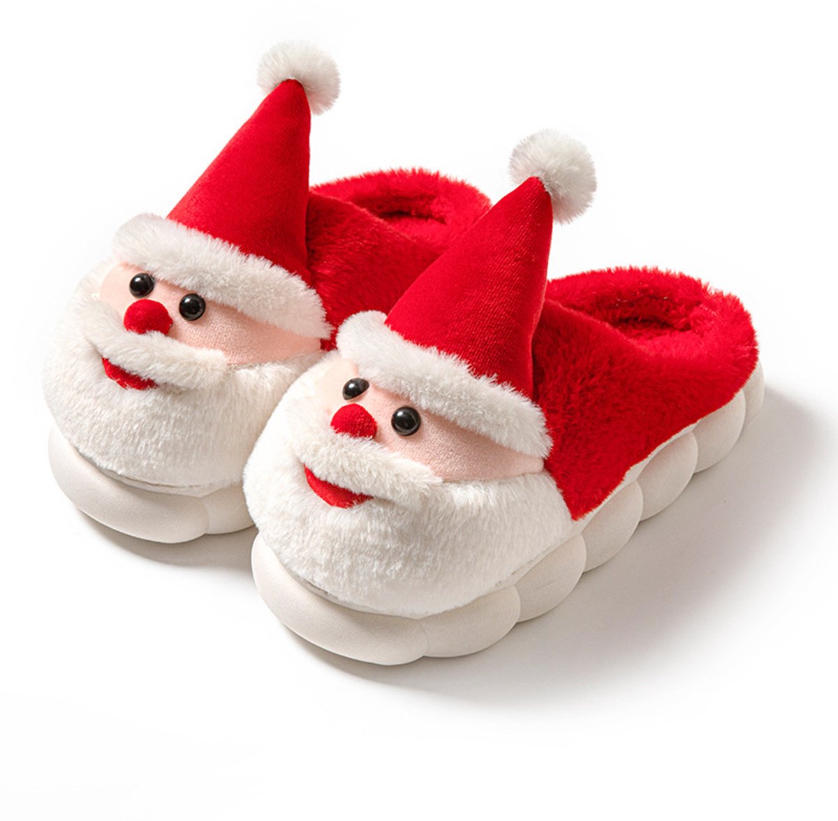 Warme Santa Pantoffels - Winter Sloffen met Anti-slip - Rood - Maat 40/41 - Unisex