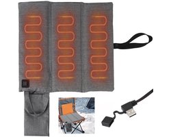 Warmte Kussen-Verwarmd zitkussen-stoelverwarming auto-Verwarmd zitkussen - Opvouwbaar USB verwarmd zitkussen - Draagbaar verwarmingskussen met 3 temperatuurstanden - 44x40cm