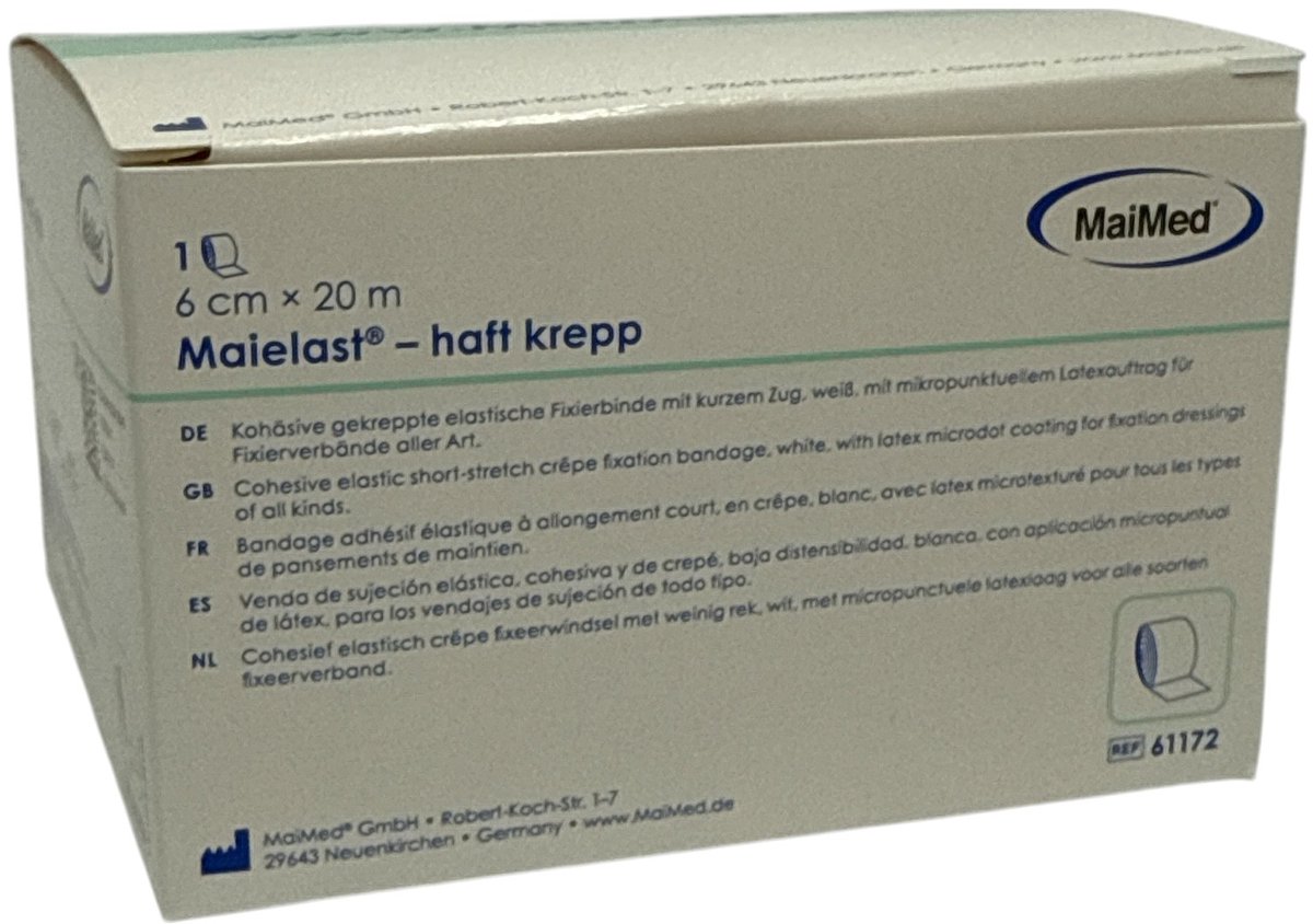 Maielast-haft crêpe - Fixatieverband 6cm x 20m