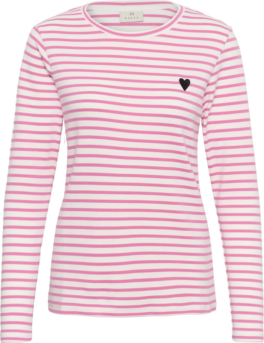 Kaffe Liddy T-Shirt Dames T-shirt - Chalk/PinkPower-Black Heart