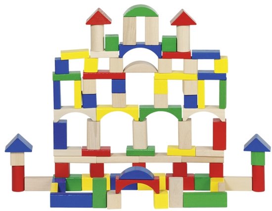 Goki | Houten blokken in ton (100 stuks)