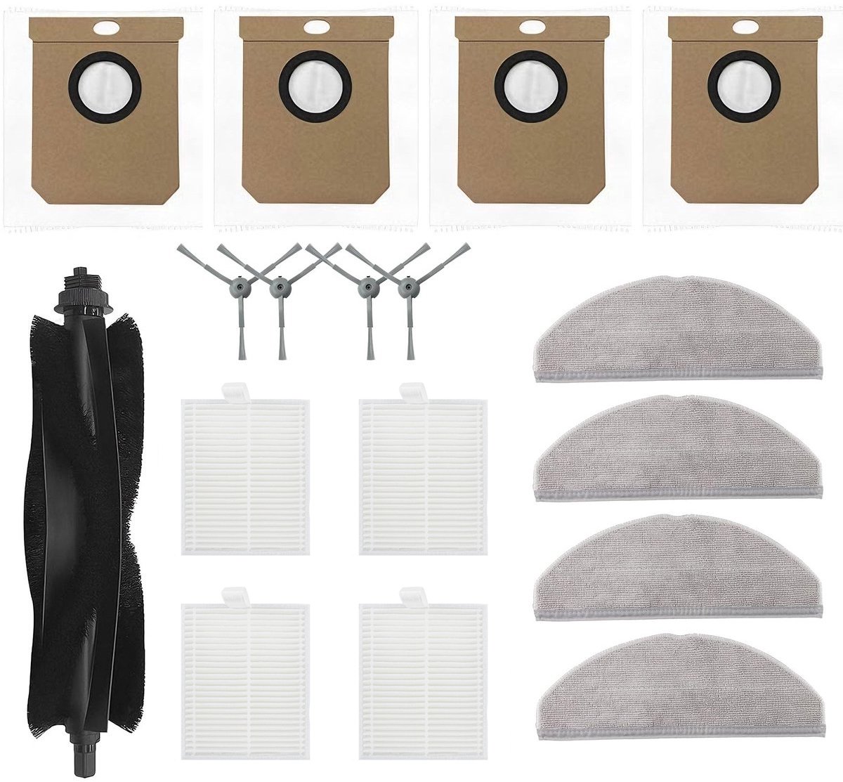 Accessoireset - Geschikt voor Eufy G50 & L60 Hybrid (SES) - L60 - L60 SES - L50 - L50 SES - Onderdelen - voor robotstofzuiger - Met HEPA Filters, Roller, Zijborstels, Mopdoeken & Stofzakken - Vervangingsonderdelen - 17-Delige Set — afbeelding 1