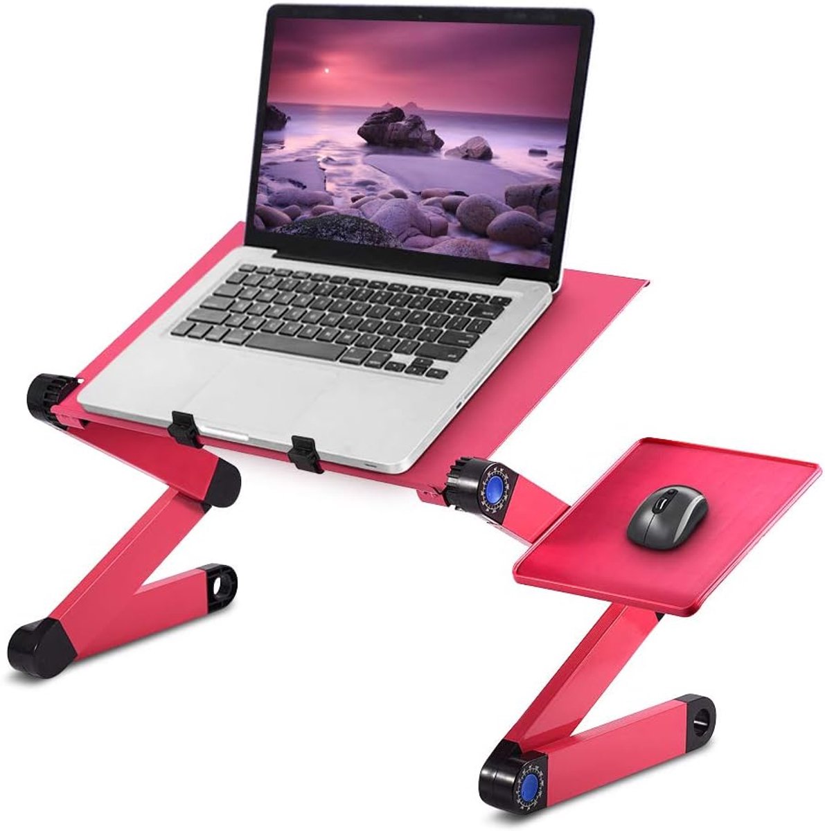 Opvouwbare Laptoptafel Aluminium - Inklapbaar Bedtafel met Ventilator en Muismat Houder