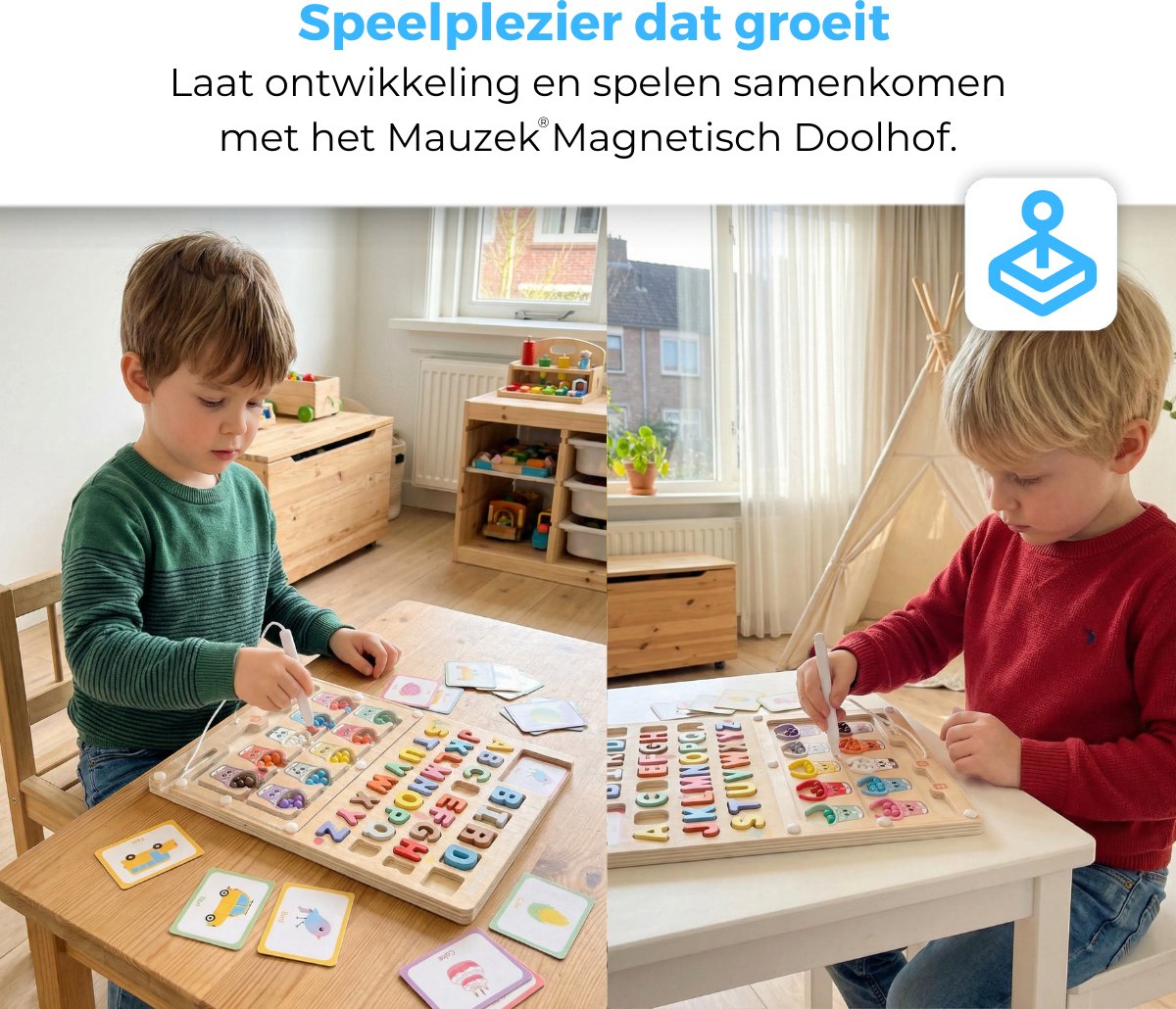 Mauzek® Magnetisch Doolhof Letters en Kleuren – Montessori speelgoed – Houten speelgoed – Sensorisch speelgoed – Alfabet – Activiteitenbord – Motoriek speelgoed – Peuter – Letters – Magneet spel – Jongens – Meisjes – 3 jaar – 4 jaar – 5 jaar – 6 jaar — afbeelding 8