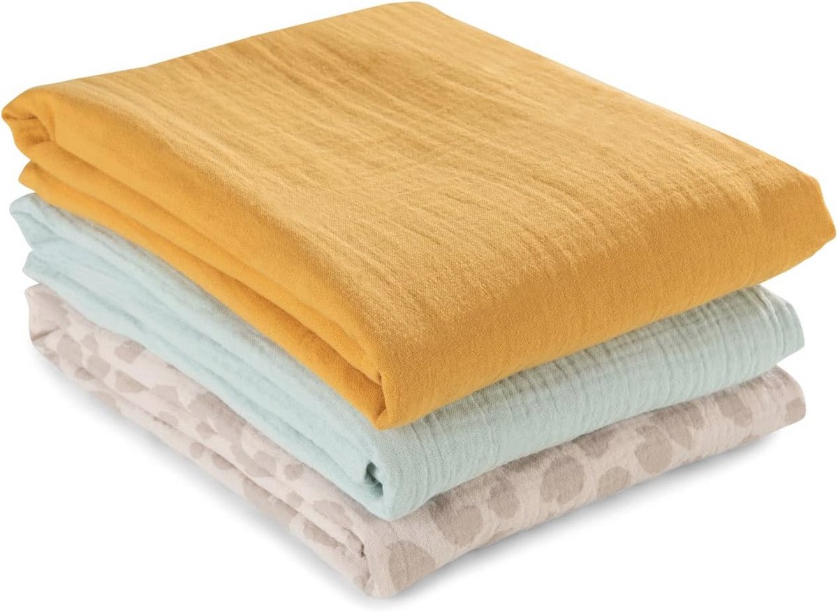 4-in-1 Mousselinedoek voor Baby's - Set van 3, 80 x 80 cm, 100% Katoen