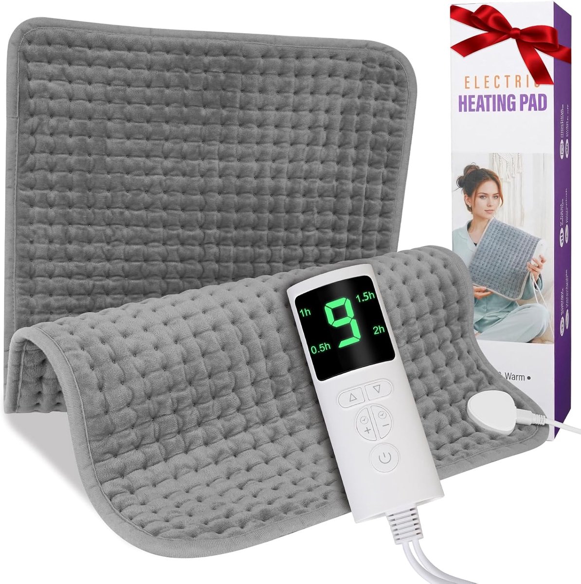 Verwarmingskussen met automatische uitschakeling, 44 x 84 cm, warmtekussen met 9 temperatuurstanden en 4 timer-instellingen, verwarmingskussen met digitale afstandsbediening, voor rug, lende buik