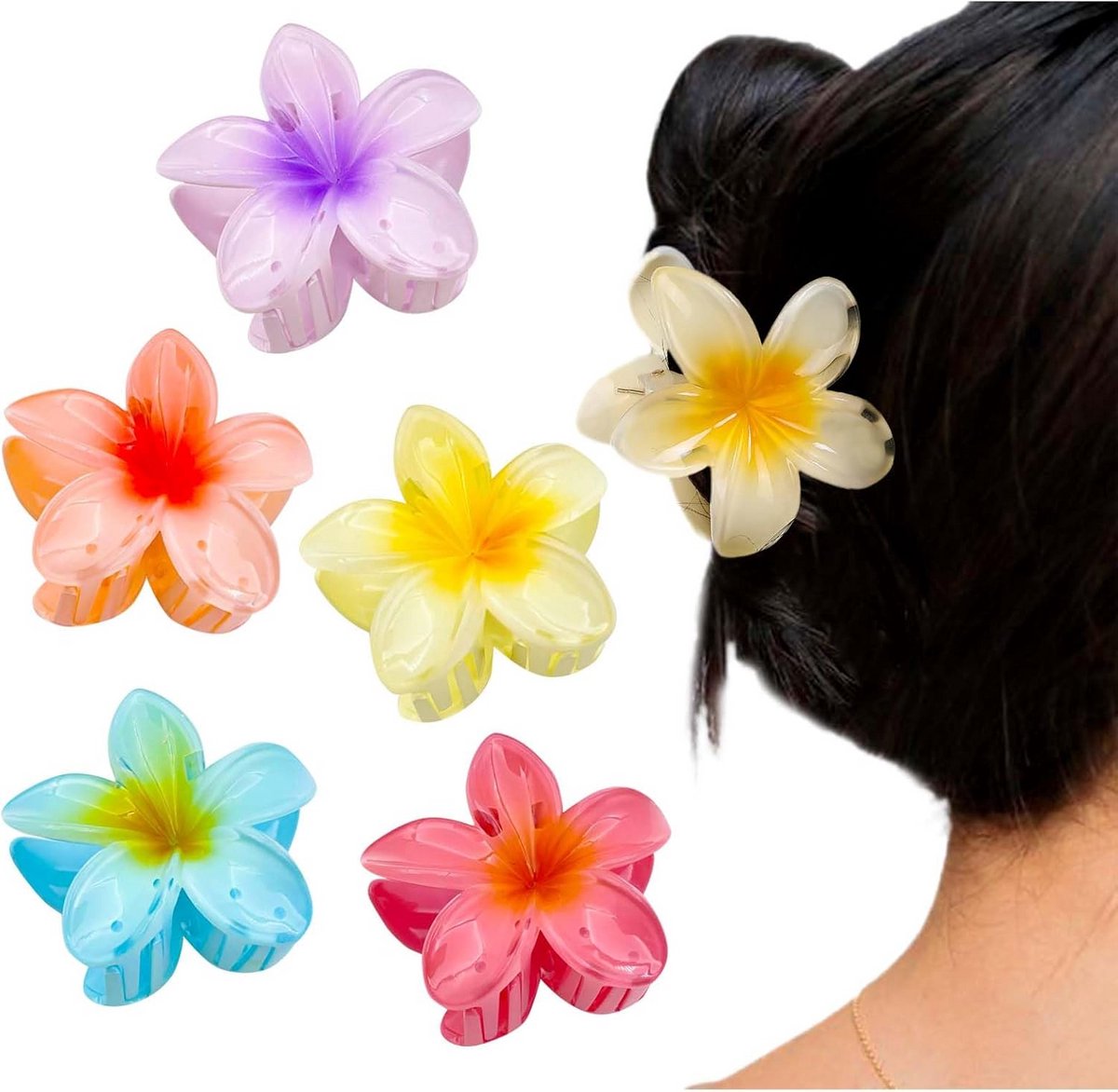 5 Stuks Bloemen Haarclips Middelgroot, Klassiek & Vrolijk Kleurenschema