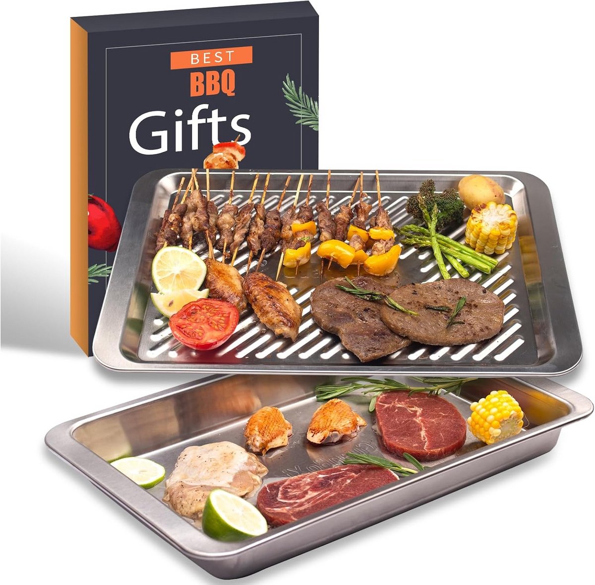 RVS Voorbereidingsbakken voor BBQ - Marinade Containers en Serveerschalen - Set van 2