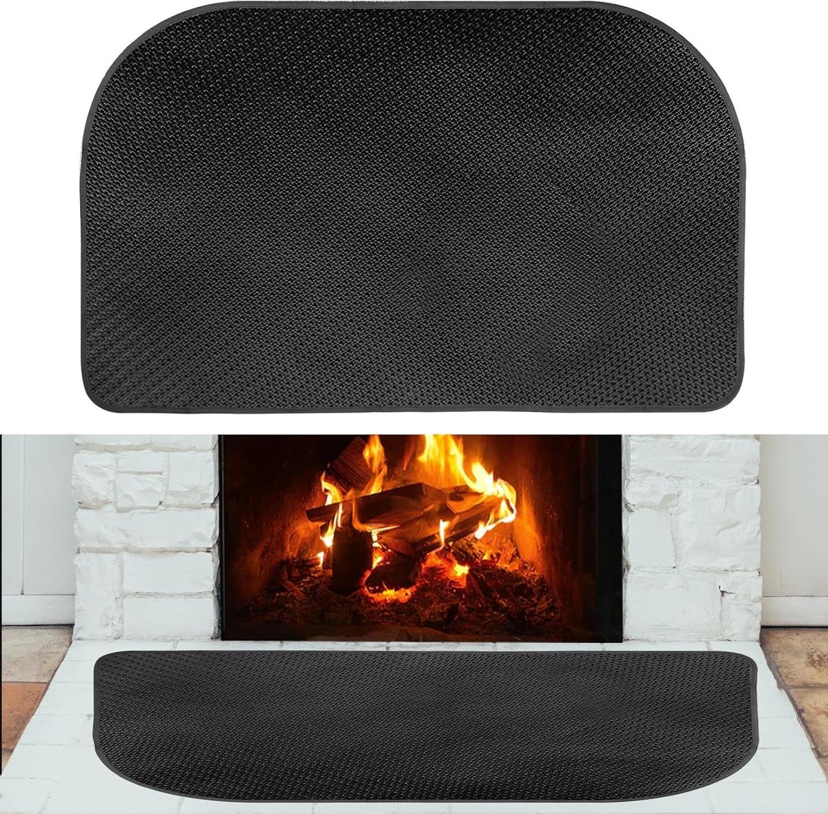 Brandwerend Glasvezel Open Haardmat Zwart Verdikt Tapijt Antislip - Vlambestendig - Ember - Binnen Buiten - Vloerbeschermer - Geschikt voor Open Haard
